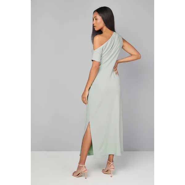 Robe Maxi Asymétrique en Jersey Crêpe
