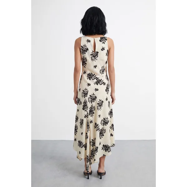 Robe Maxi Biais À Imprimé Fleuri Petite Avec Col Nageur Et Détails De Coutures