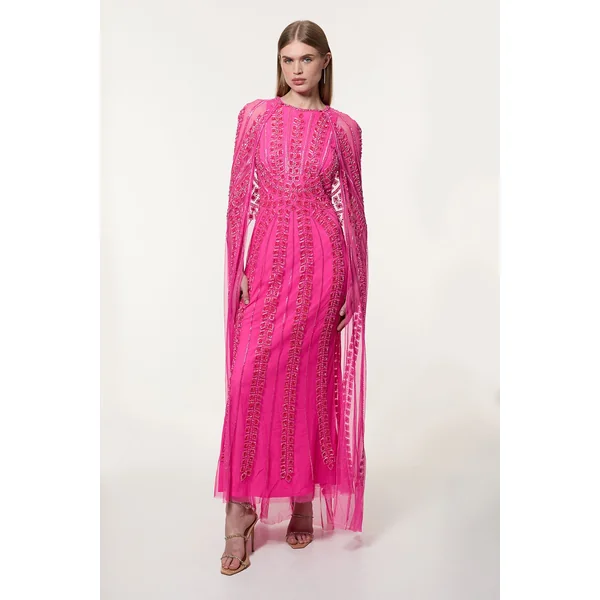 Robe maxi cape embellie premium