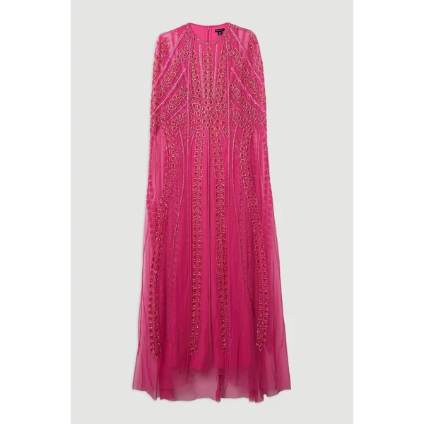 Robe maxi cape embellie premium