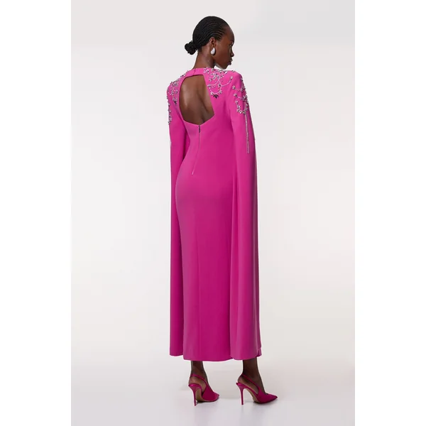 Robe Maxi en Cape Tissée Cady Ornée de Cristaux