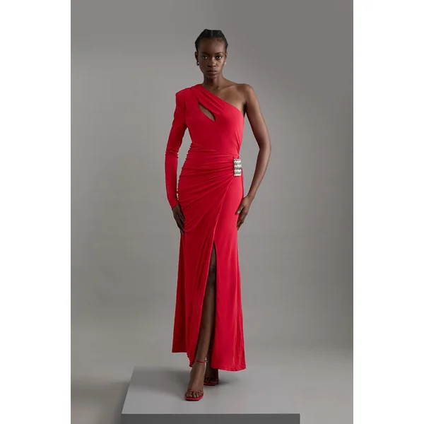 Robe maxi en jersey de viscose premium avec éléments métalliques