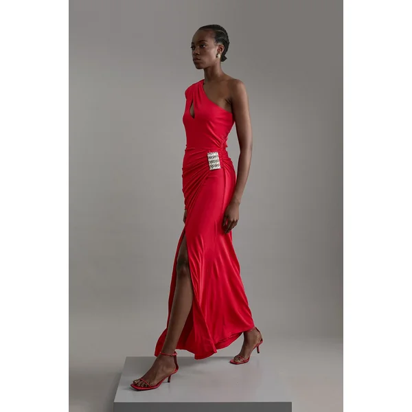 Robe maxi en jersey de viscose premium avec éléments métalliques