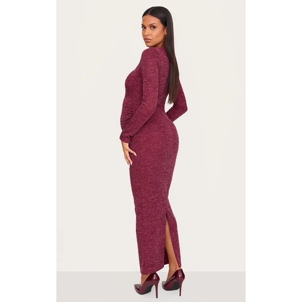 Robe Maxi Froncée Côtelée De Maternité