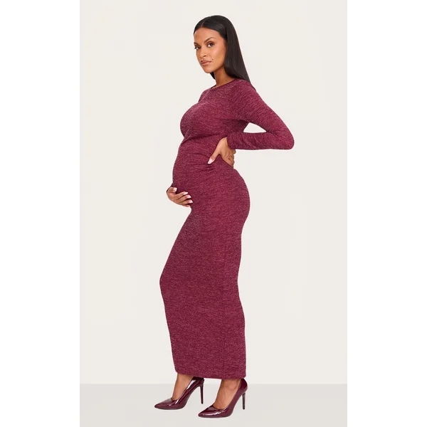 Robe Maxi Froncée Côtelée De Maternité