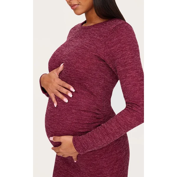 Robe Maxi Froncée Côtelée De Maternité