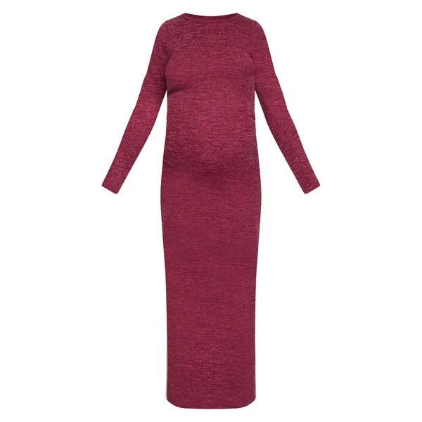 Robe Maxi Froncée Côtelée De Maternité