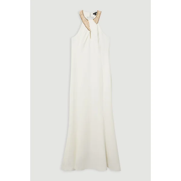 Robe maxi halter avec détail chaîne émaillée