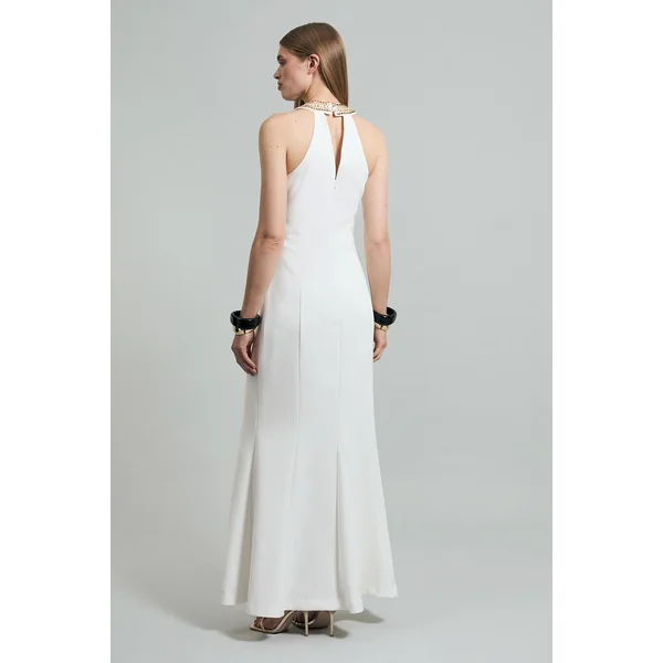 Robe maxi halter avec détail chaîne émaillée