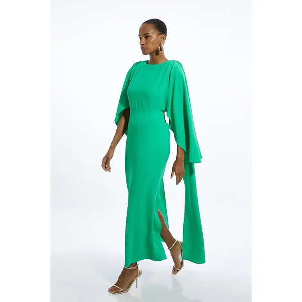 Robe maxi petite compacte stretch en viscose avec détail de cape