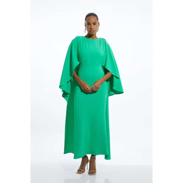 Robe maxi petite compacte stretch en viscose avec détail de cape
