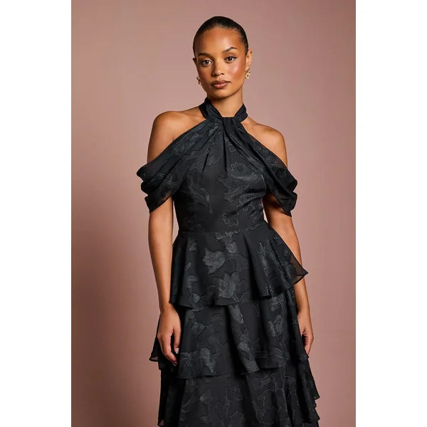 Robe Midaxi en Mousseline Petite à Épaules Dénudées