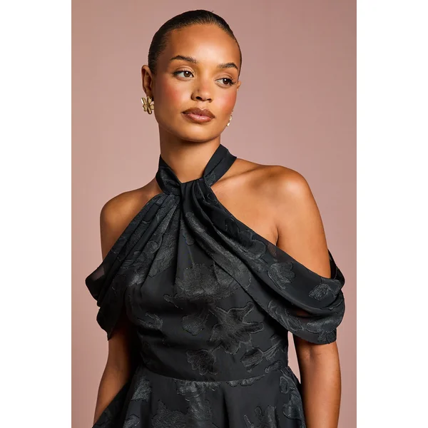Robe Midaxi en Mousseline Petite à Épaules Dénudées