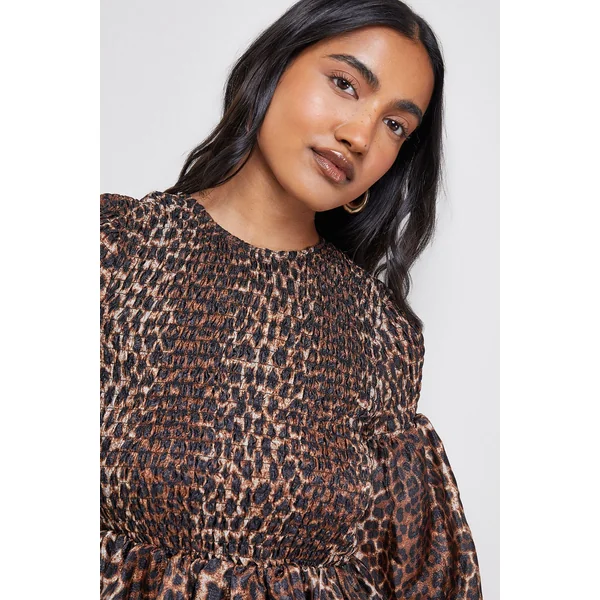 Robe Midaxi Froncée en Organza Texturé