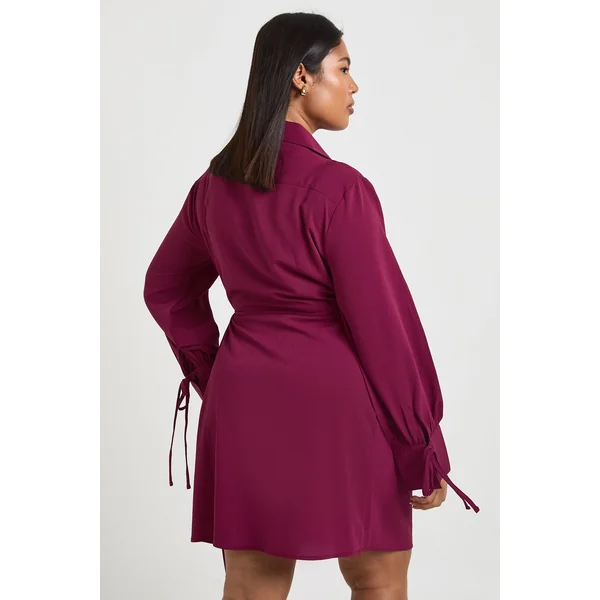 Robe Midaxi Grande Taille Portefeuille Tissée avec Lien