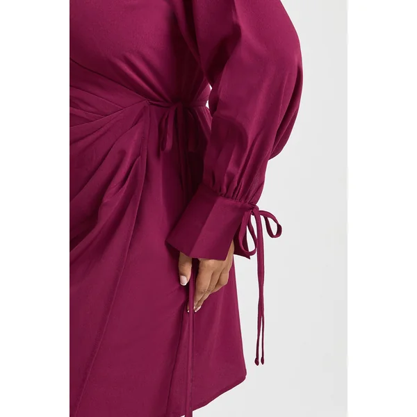 Robe Midaxi Grande Taille Portefeuille Tissée avec Lien