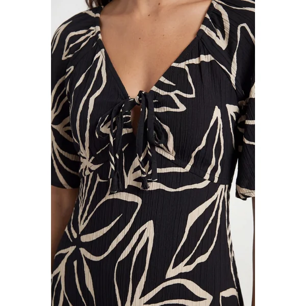 Robe Midaxi À Imprimé Floral Texturé Et Manches Volumineuses Pour Grande Taille