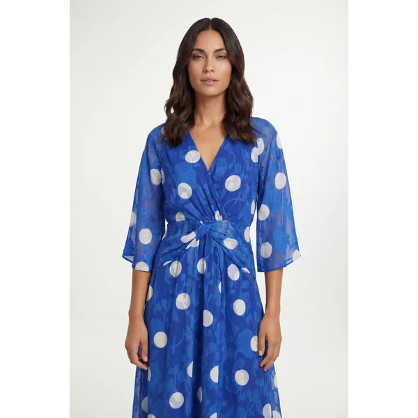 Robe Midaxi À Pois Dévorés Avec Détail Torsadé