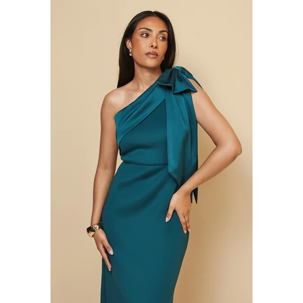 Robe Midi Asymétrique Scuba avec Corsage pour Petites Occasions