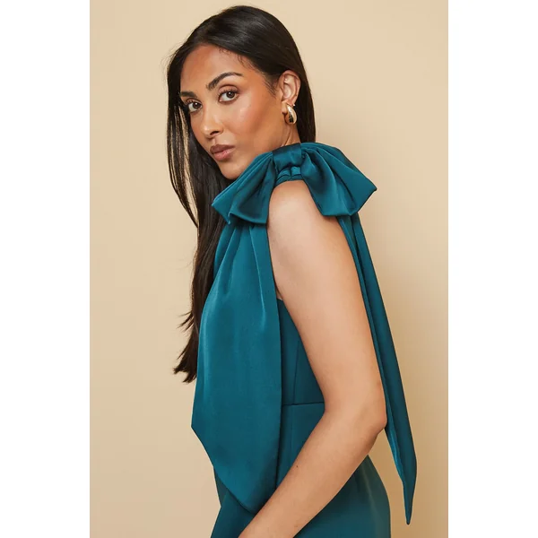 Robe Midi Asymétrique Scuba avec Corsage pour Petites Occasions