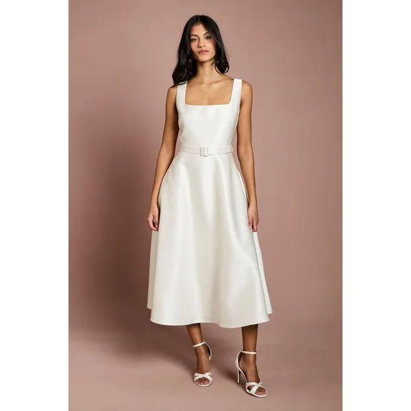 Robe Midi Ceinturée en Sergé Petite