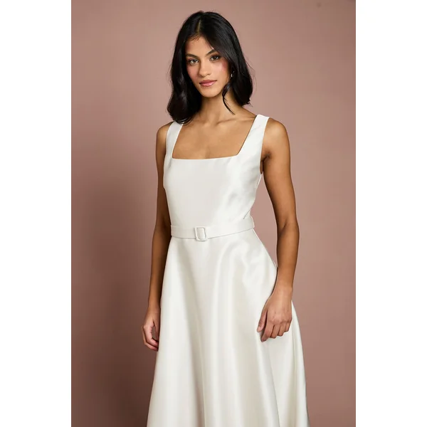 Robe Midi Ceinturée en Sergé Petite