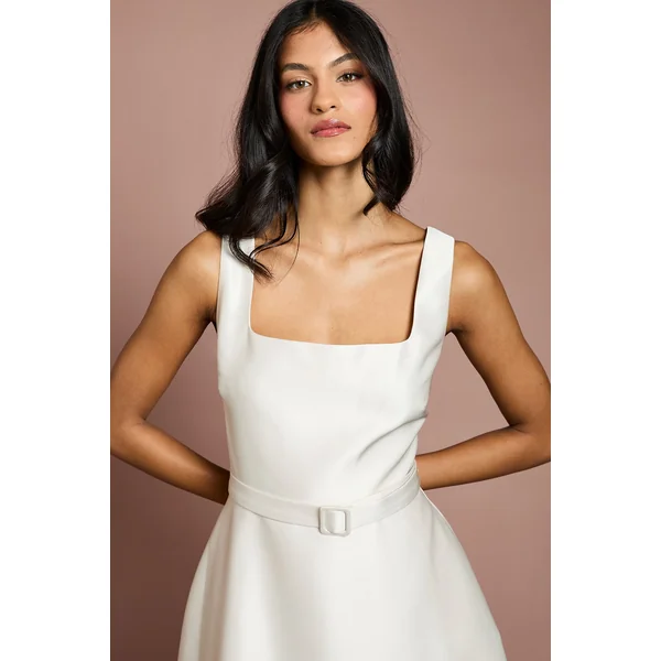 Robe Midi Ceinturée en Sergé Petite