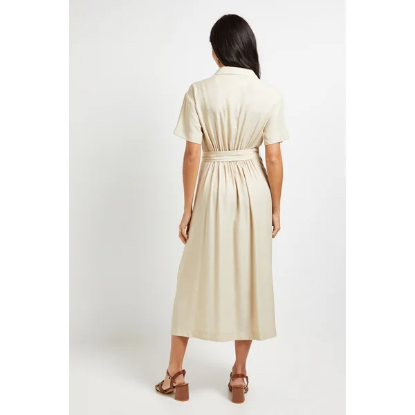 Robe Midi Ceinturée à Zip Style Denim