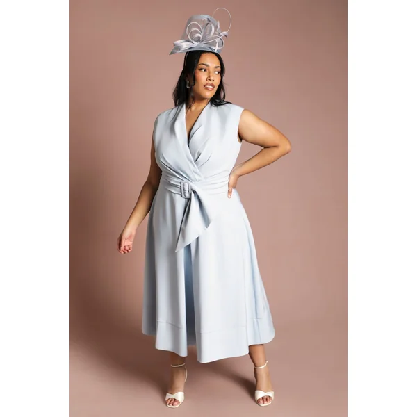 Robe Midi En Crêpe Ceinturée Grande Taille