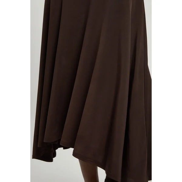 Robe Midi En Crêpe Fluide Stretch Avec Fronces Et Ourlet Mouchoir Asymétrique