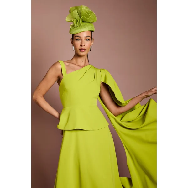 Robe Midi En Crêpe Lisa Tan À Cape Asymétrique