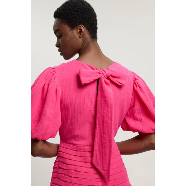 Robe Midi En Double Tissu À Manches Ballon