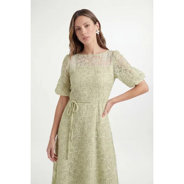 Robe Midi En Organza Floral Dévoré Petite Taille
