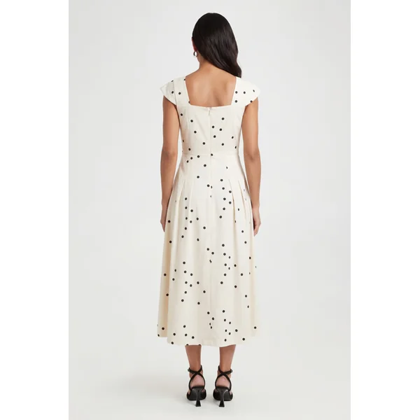 Robe Midi En Twill Ottoman À Pois