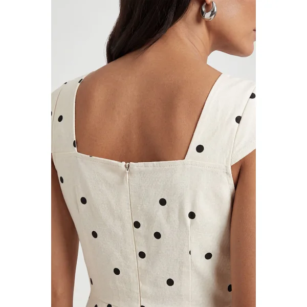 Robe Midi En Twill Ottoman À Pois