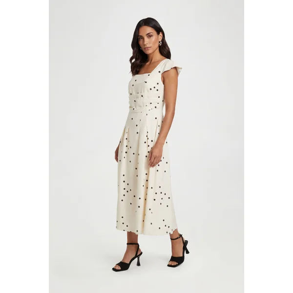 Robe Midi En Twill Ottoman À Pois