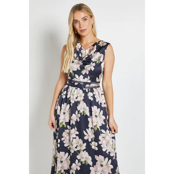 Robe Midi Plissée À Col Bénitier En Crêpe Petite Taille