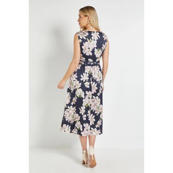 Robe Midi Plissée À Col Bénitier En Crêpe Petite Taille