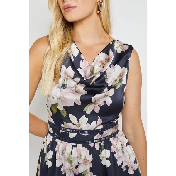 Robe Midi Plissée À Col Bénitier En Crêpe Petite Taille