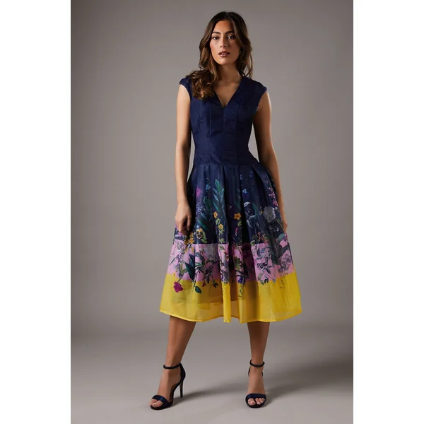 Robe Midi Taille Basse en Organza Dévoré