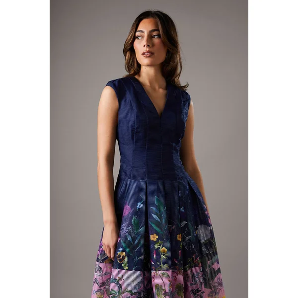 Robe Midi Taille Basse en Organza Dévoré
