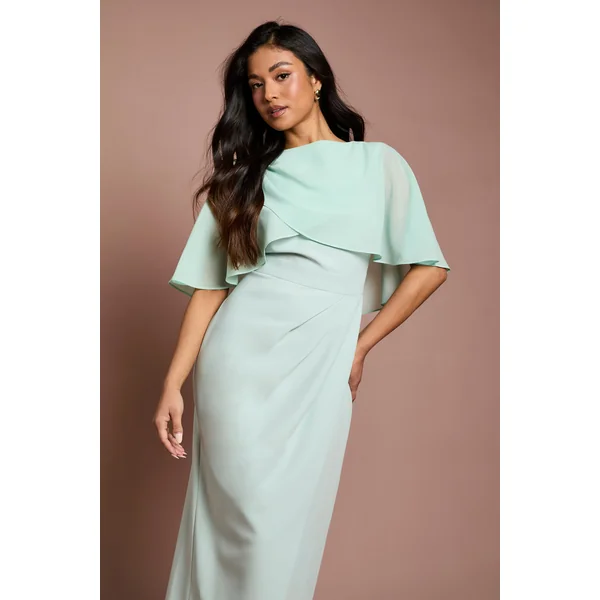 Robe Midi À Cape En Mousseline Petite