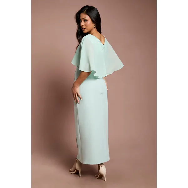 Robe Midi À Cape En Mousseline Petite