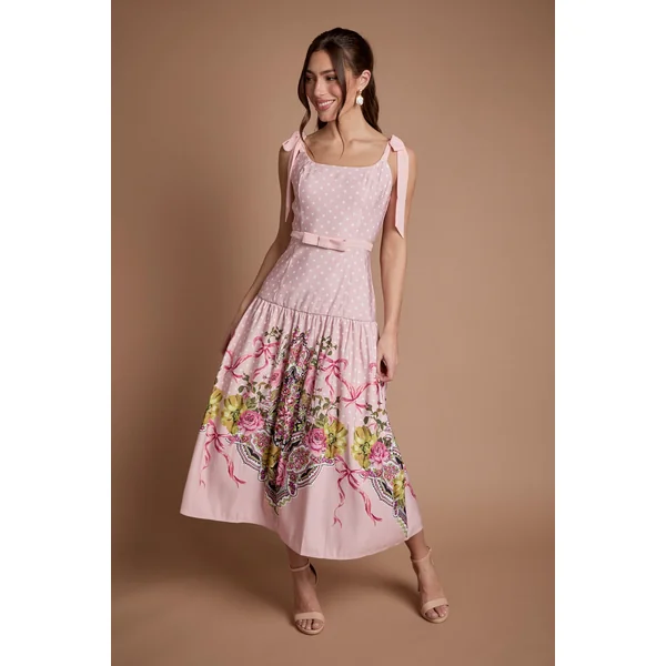 Robe Midi À Taille Basse Avec Détail Nœud