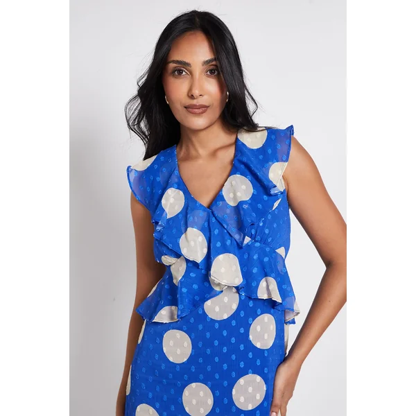 Robe Midi À Volants En Dobby À Pois Petite