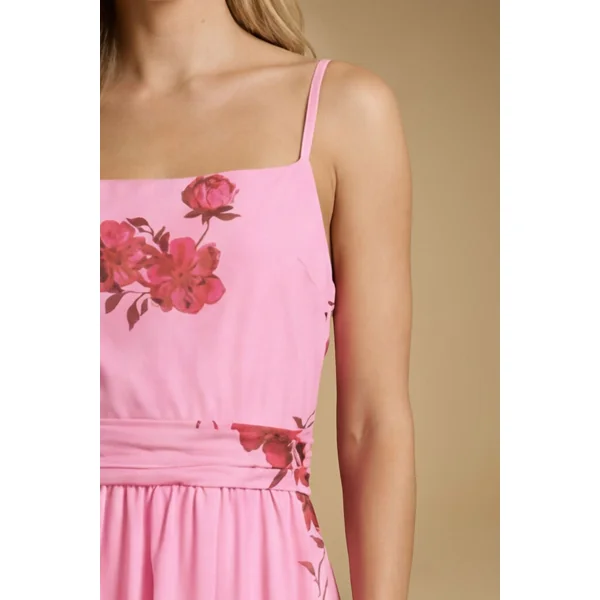 Robe Mi-longue De Bal En Mesh Imprimé À Bretelles