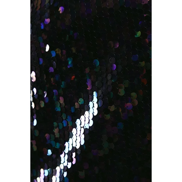 Robe Mi-Longue Sans Manches à Sequins avec Épaulettes