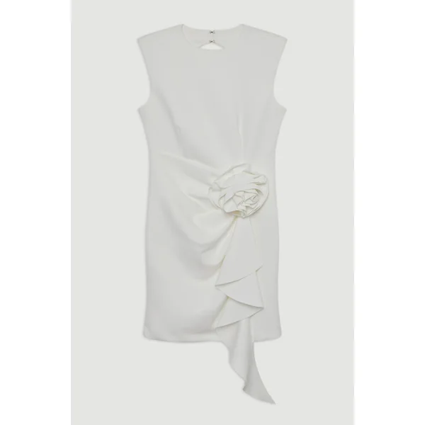 Robe Mini Ajustée En Tissu Scuba Avec Détail Rosette