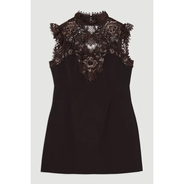 Robe Mini en Dentelle Guipure Tissée Grande Taille
