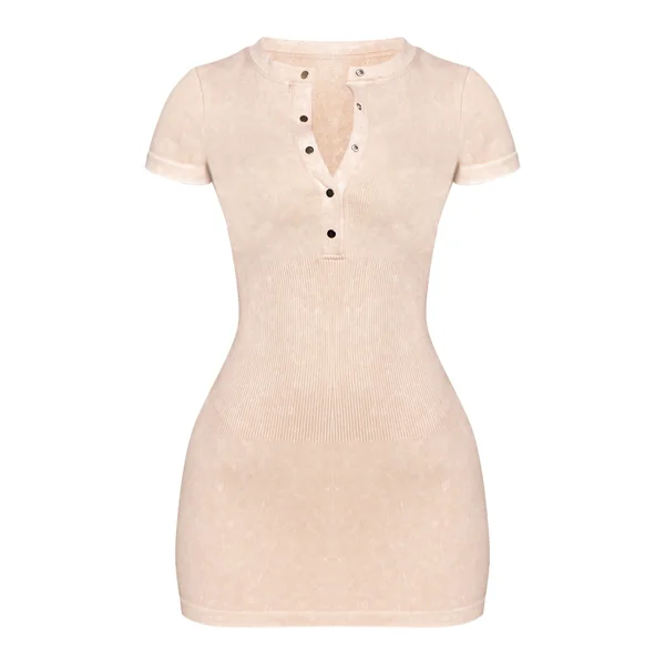 Robe Mini Moulante Côtelée À Boutons Petite Taille